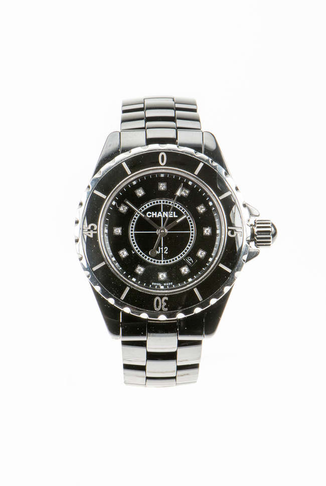 Chanel J12 Black ceramic with diamond dot dial-Auction Lot