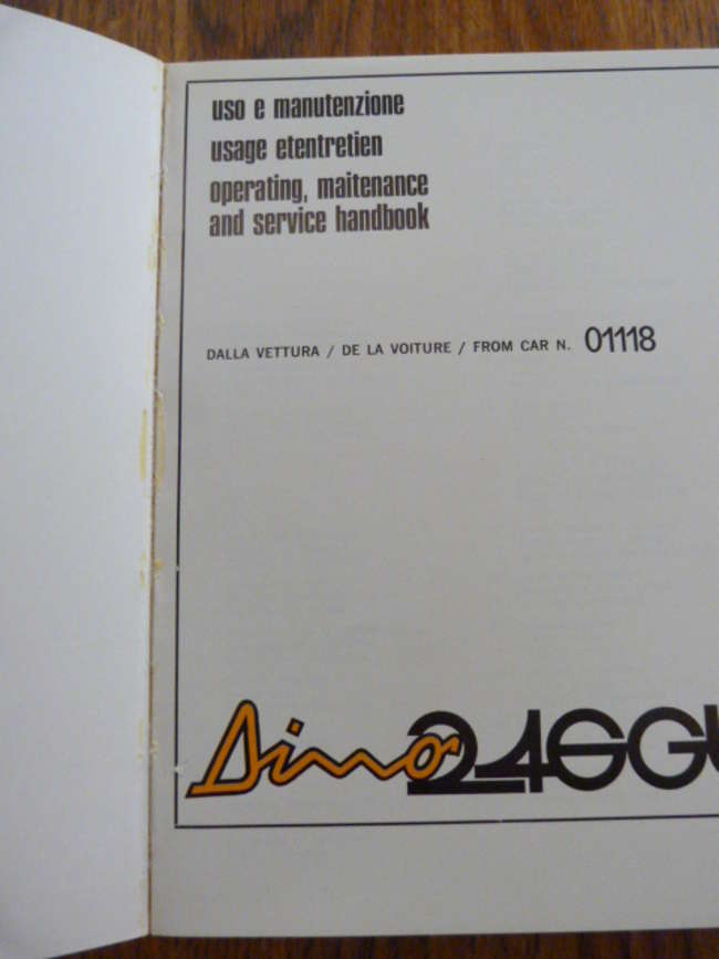 Ferrari Dino 246GT Handbook.-Sold