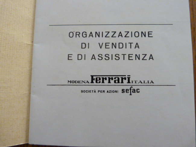Ferrari World Wide Assistance Handbook.-Sold