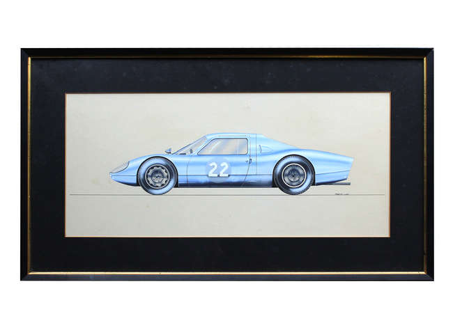 Porcshe 904 & Bugatti Type 35 Watercolours-Auction Lot