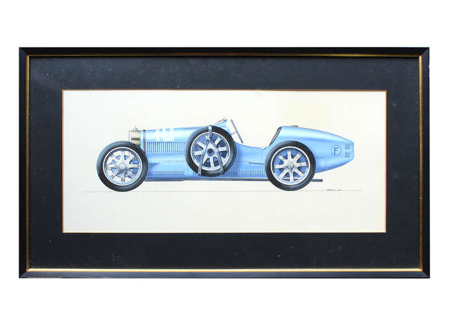 Porcshe 904 & Bugatti Type 35 Watercolours-Auction Lot