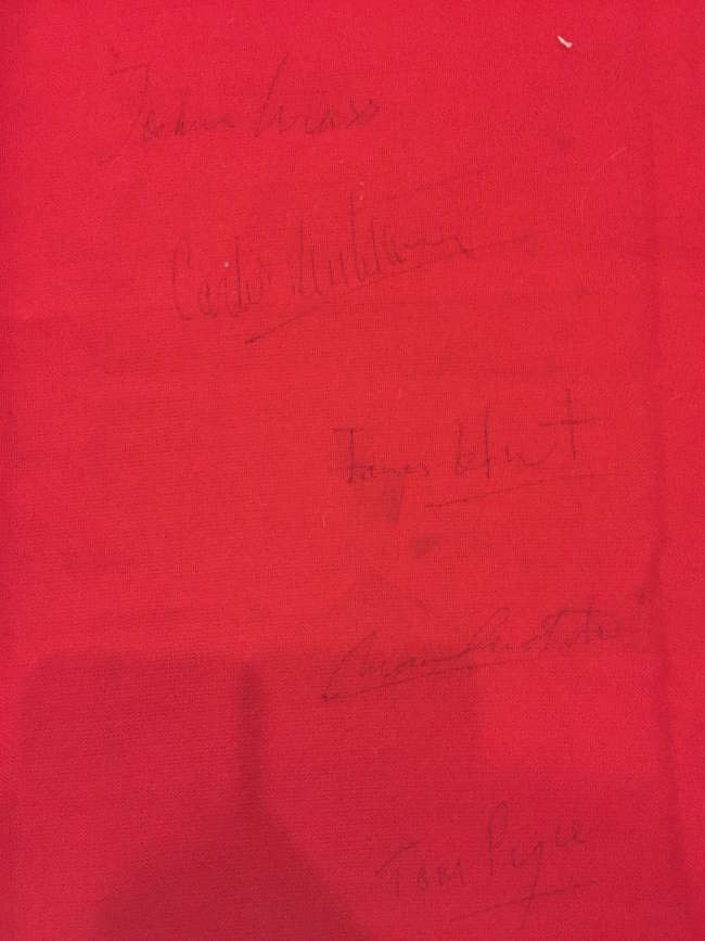 1975 British Grand Prix Marshals Red Flag Signed by 12 drive-Sold