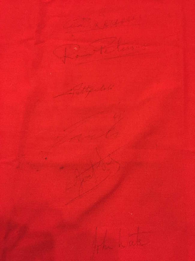 1975 British Grand Prix Marshals Red Flag Signed by 12 drive-Sold