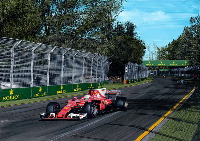  Sebastian Vettel. Artist Signed Limited Edition-Auction Lot