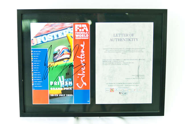 A Senna signed framed programme for the 1992 British Grand P-Sold