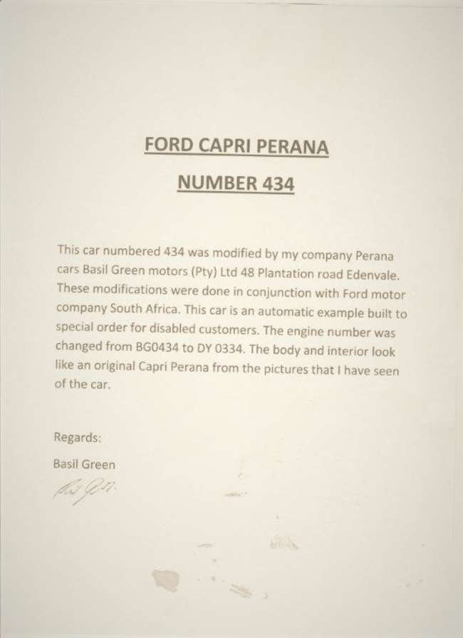 1972 Ford Capri 'Perana V8'-Auction Lot