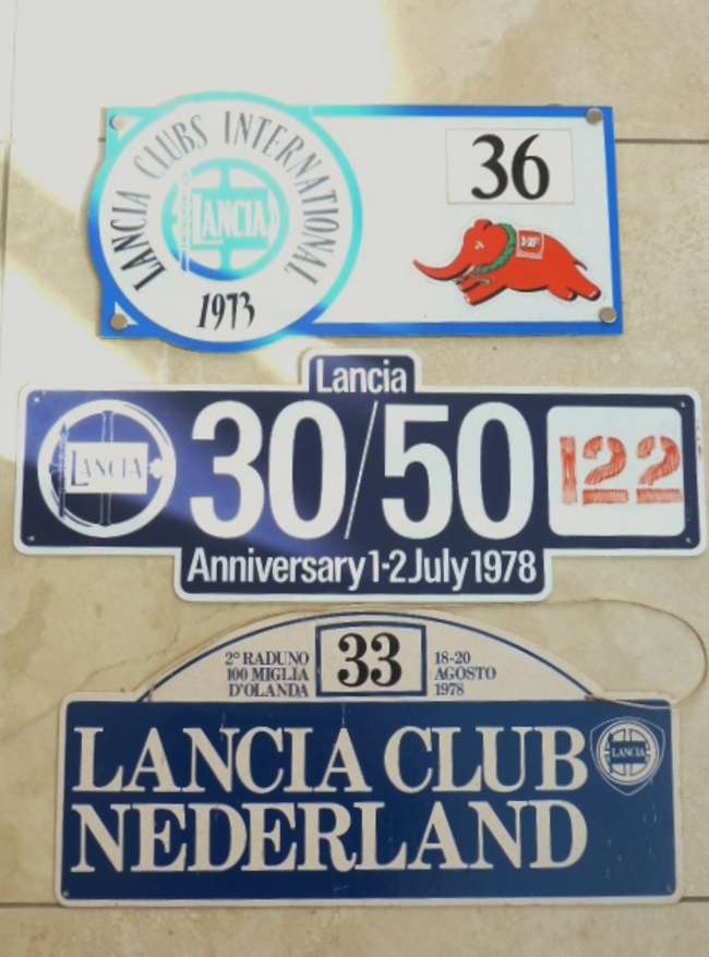 *Charity Lot * 3 Lancia Motor Club Rally Plates-Sold