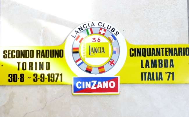 Lancia Clubs 1971 Torino Rally Plaque-Sold