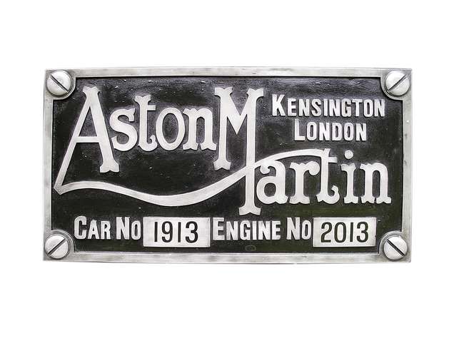 Cold Cast aluminium Aston Martin Chassis Plate Plaque-Sold