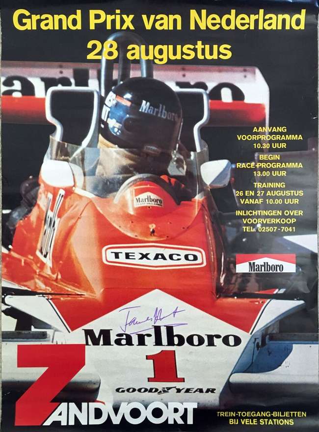 1977 Dutch Grand Prix poster, signed James Hunt-Sold