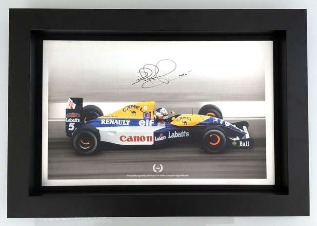 Metallic Print, Williams FW14 hand signed by Nigel Mansell M-Sold