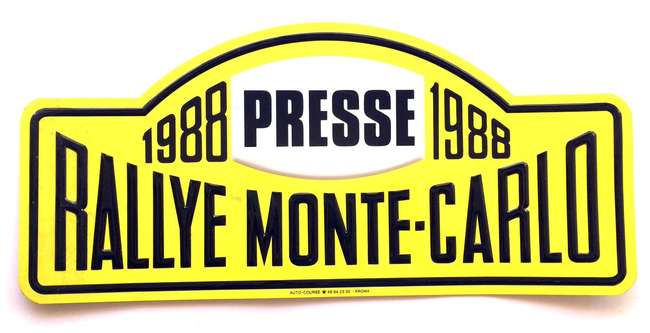 Monte Carlo Rally. Press plate, 1988                        -Sold
