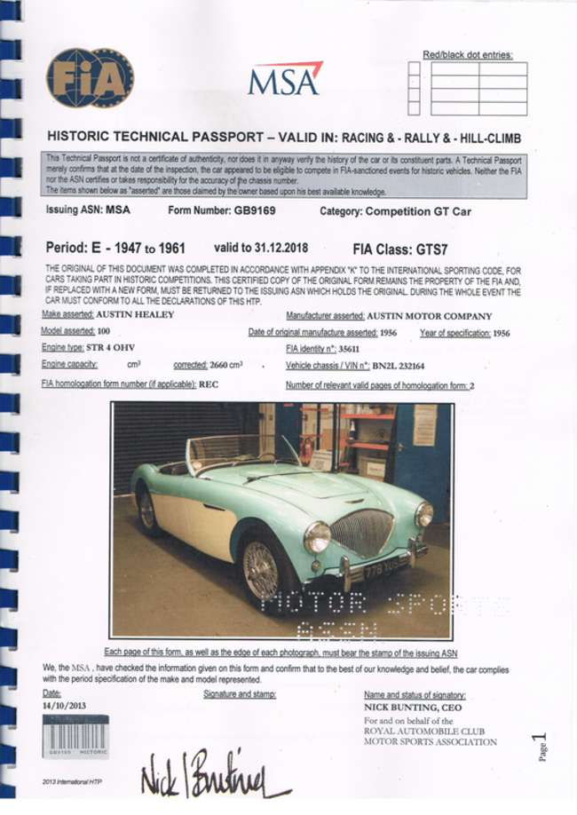 1956 Austin Healey 100M 'Le Mans' Roadster-Auction Lot