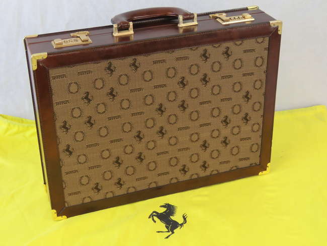 Ferrari Brown Leather Briefcase.-Sold
