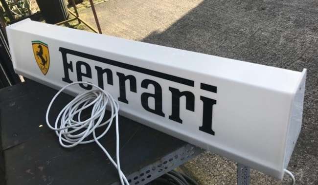 A large illuminated Ferrari garage sign -Sold