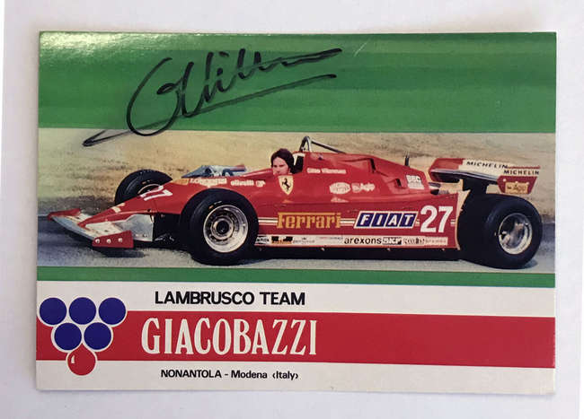 1981 signed Gilles Villeneuve Giacobazzi postcard-Sold