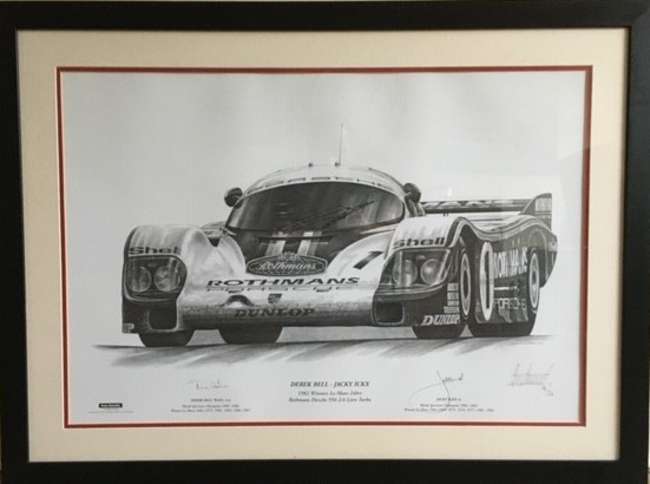 Porsche 956 Le Mans 1982 print, signed by Derek Bell and Jac-Sold