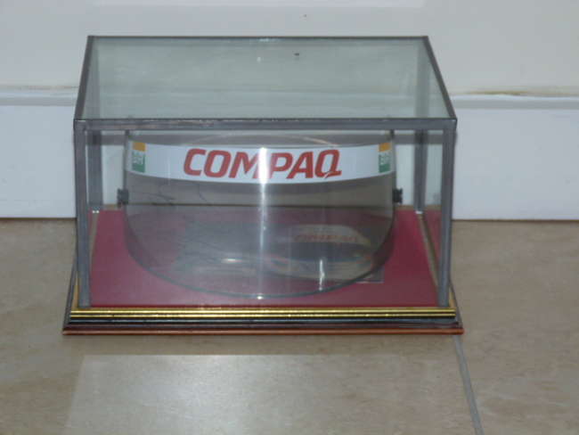 Jensen Button signed visor & barge board.-Sold