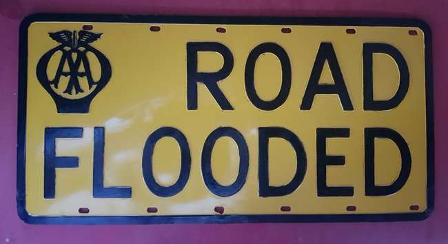 Original AA 'Road Flooded' sign-Sold