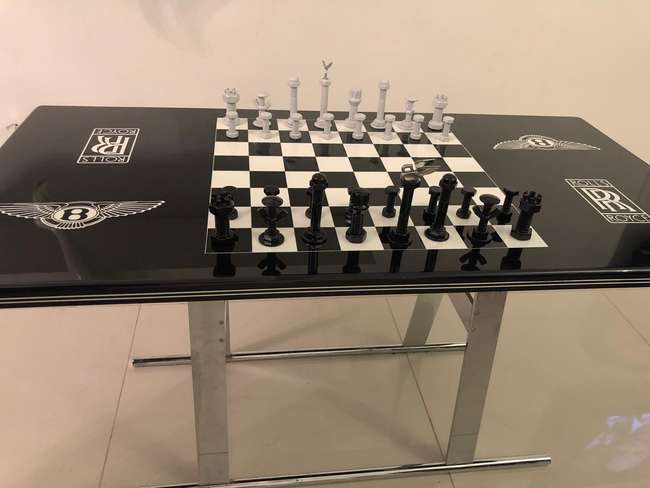 Rolls-Royce/Bentley Chess Set and Table-Auction Lot
