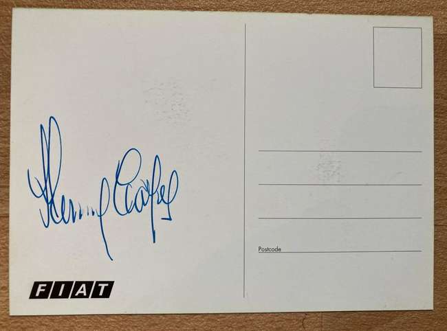 Fiat Coupe postcard signed by Henry Cooper -Sold