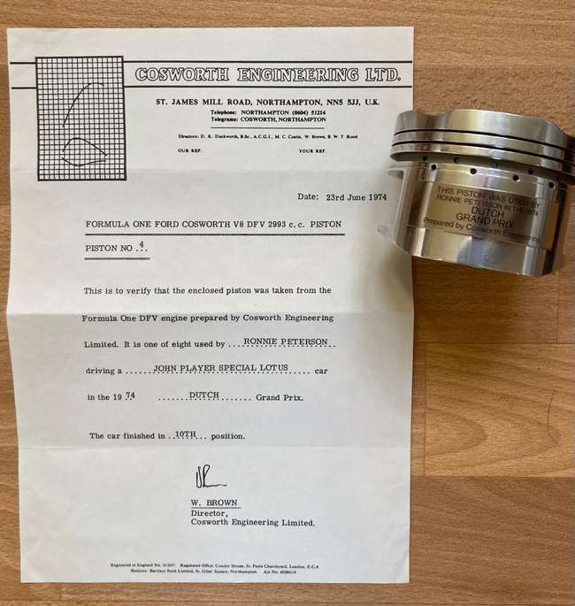 Piston from F1 DFV engine-Sold