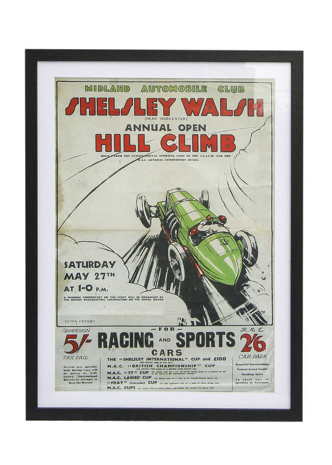 Shelsey Walsh Hill Climb poster by Peter Crosby-Auction Lot