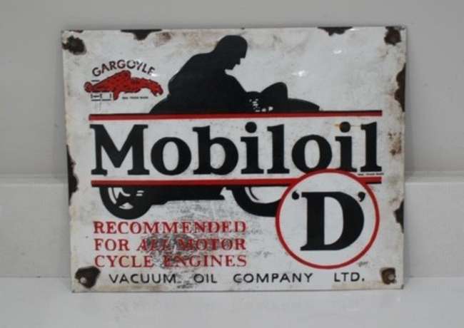 Mobil Oil 'D' enamel sign-Sold