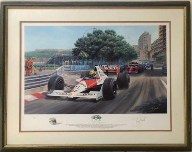 A pair of Aryton Senna limited edition prints-Sold