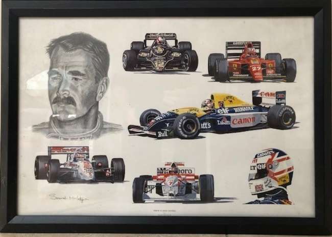A pair of Nigel Mansell prints-Auction Lot