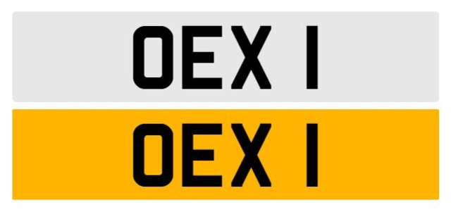 Registration number OEX 1  on Retention certificate-Auction Lot
