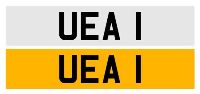 Registration number UEA 1  on Retention certificate -Sold