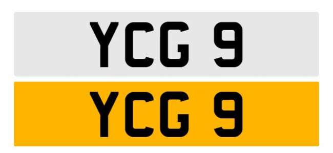 Registration Number YCG 9 on retention certificate-Sold