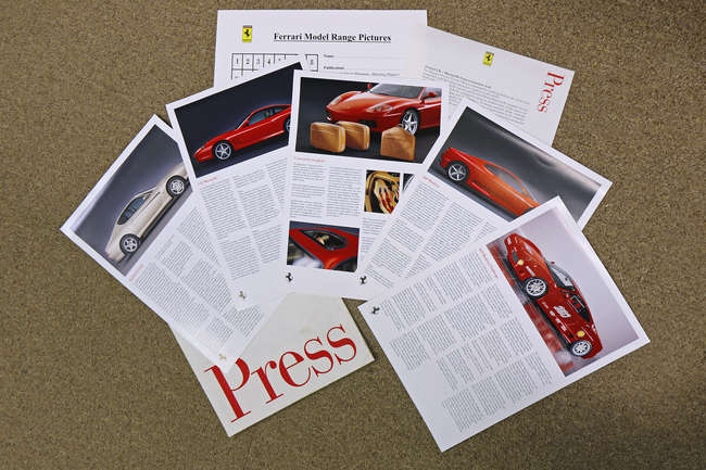 Ferrari original handbooks and press pack-Sold