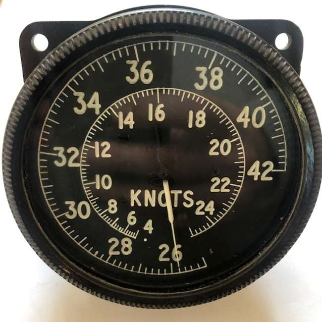Airspeed indicator from a WWII Supermarine Spitfire Mk 9 -Sold