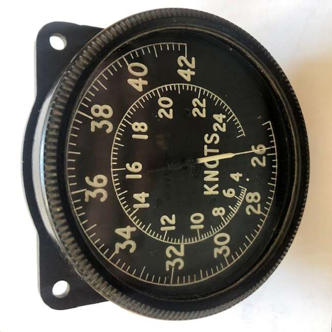 Airspeed indicator from a WWII Supermarine Spitfire Mk 9 -Sold