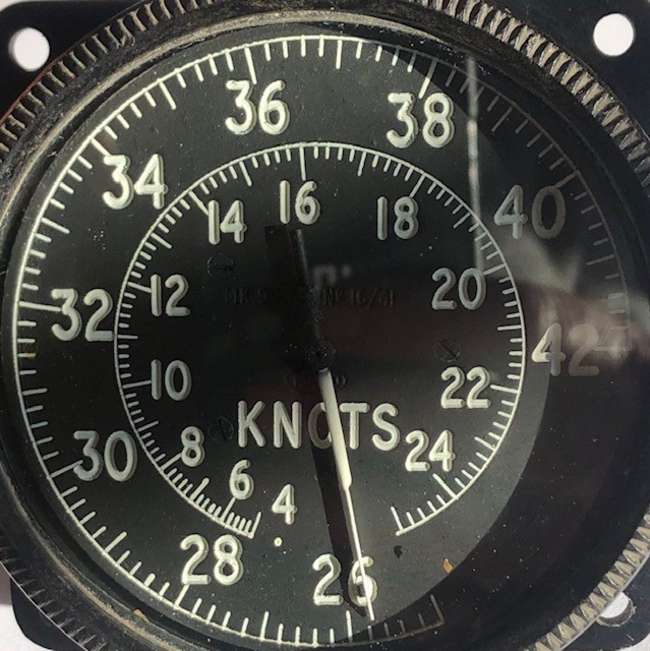 Airspeed indicator from a WWII Supermarine Spitfire Mk 9 -Sold
