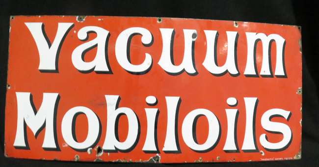 Original Vacuum Mobil oils Enamelled Steel Sign -Sold