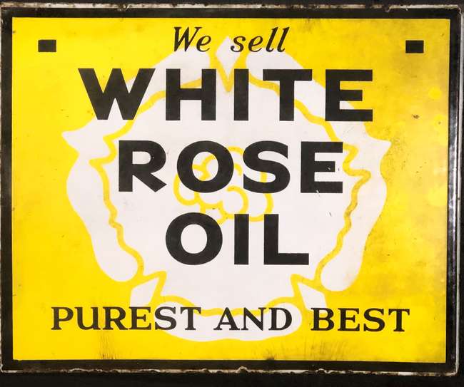Original White Rose Oil Enamelled Steel Sign-Sold