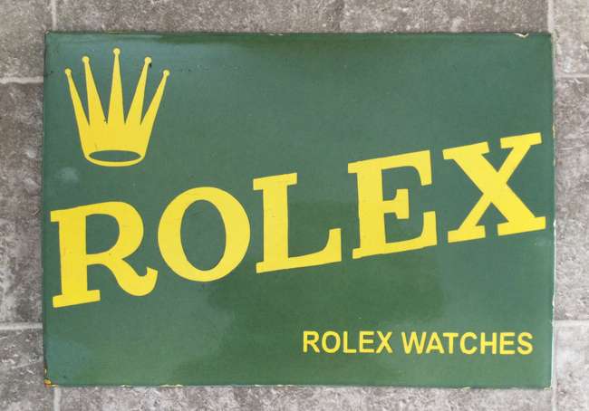 A Superb and Very Rare Original Tinplate Enamelled Rolex Adv-Sold
