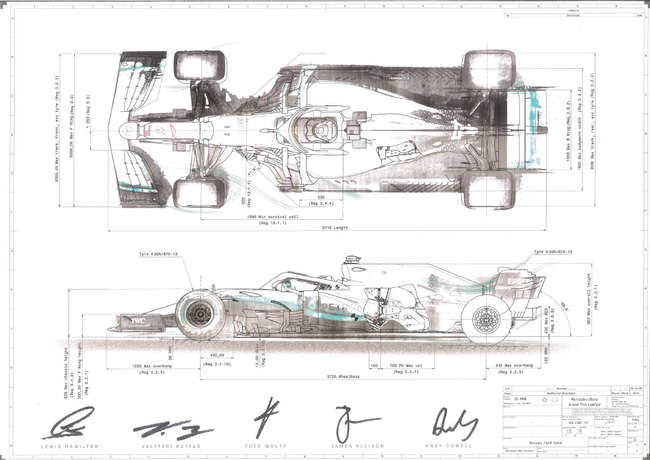 Charity Lot: Hand-Signed Mercedes-AMG Petronas F1 Technical -Sold