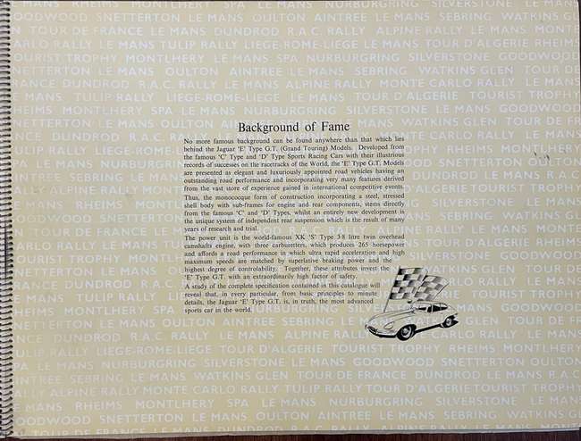 Charity Lot: 1961 Jaguar E-Type ringbound signed brochure-Sold