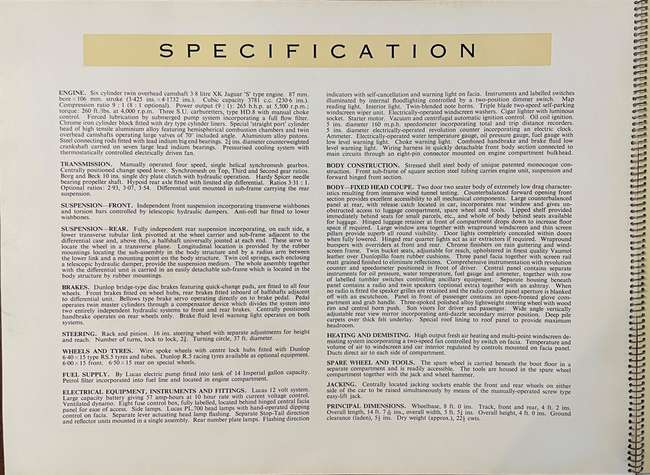 Charity Lot: 1961 Jaguar E-Type ringbound signed brochure-Sold