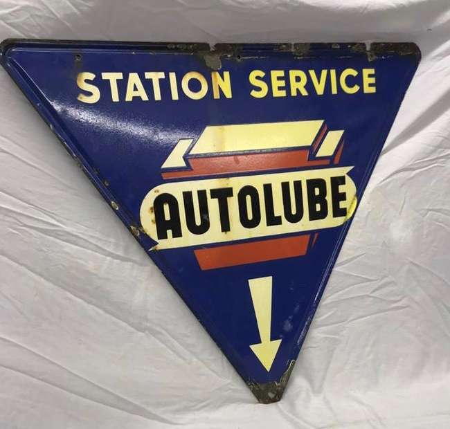 A rare American enamelled metal 'Autolube Station Service' a-Sold