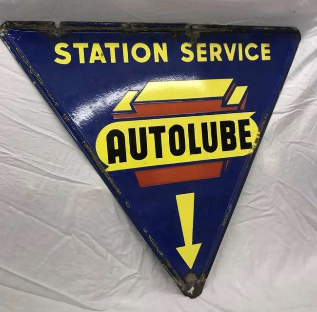 A rare American enamelled metal 'Autolube Station Service' a-Sold