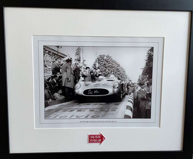 Stirling Moss Signed 1955 Mille Miglia Framed Photo-Sold