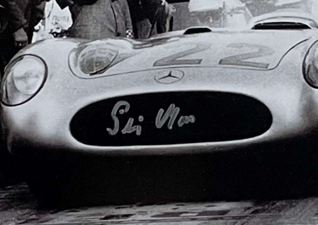 Stirling Moss Signed 1955 Mille Miglia Framed Photo-Sold