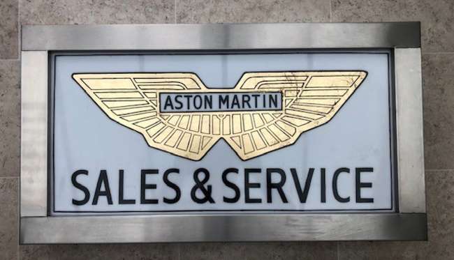 A rare sign-written Aston Martin 'Sales & Service' Dealershi-Sold