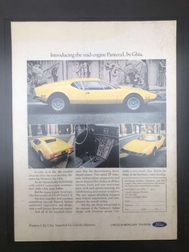 Three rare blackened Aluminium framed De Tomaso dealership a-Sold
