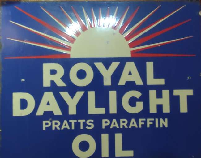 Pratts 'Royal Daylight Paraffin Oil' Enamelled Sign-Sold